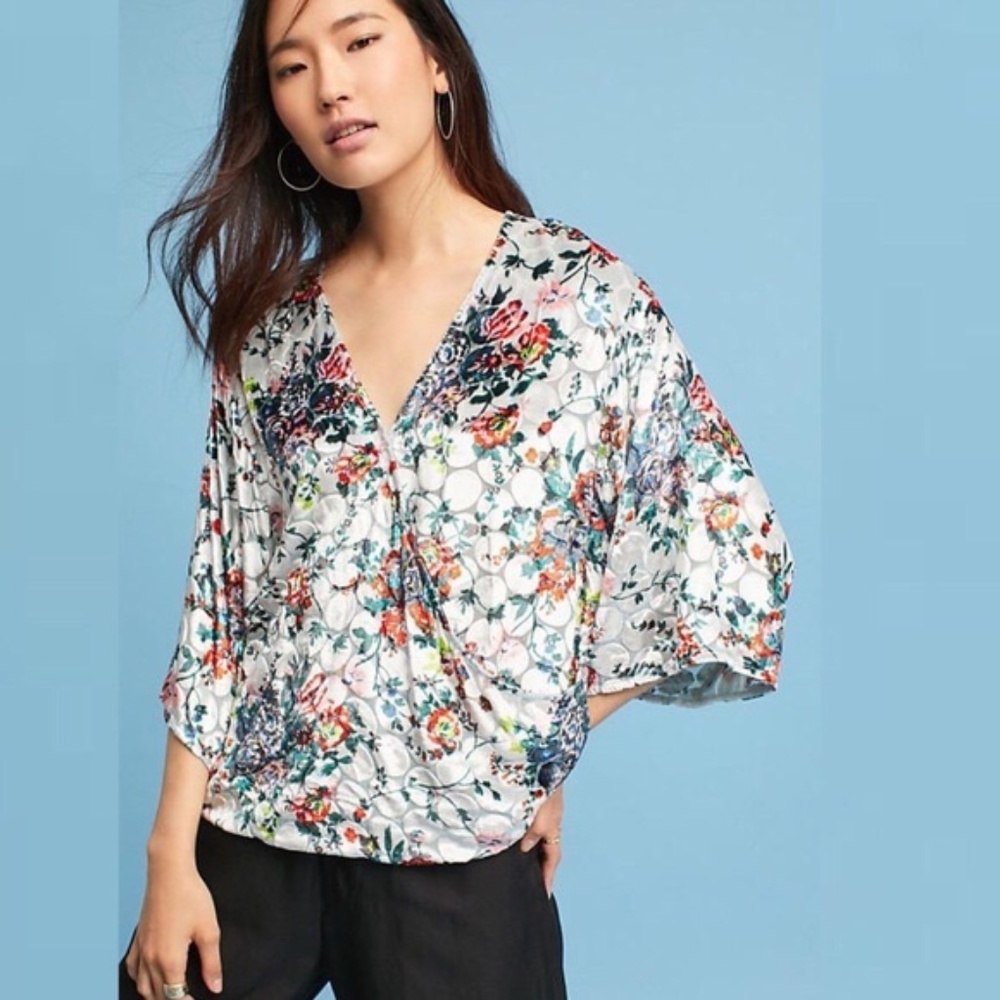 ☀️NEW Anthropologie Maeve Umi Velvet Wrap Kimono Size XS